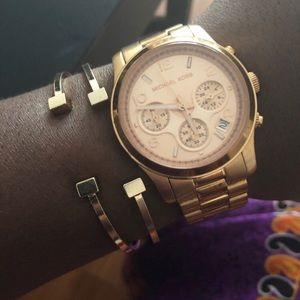 Gold Geomatic Square Bangle Bracelet